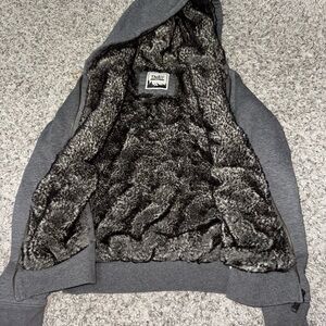 TNA Gray Faux Fur Hoodie
